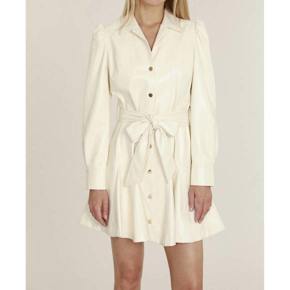 Dolce Cabo Vegan Leather Laser Cut Shirt in Ivory main image 0
